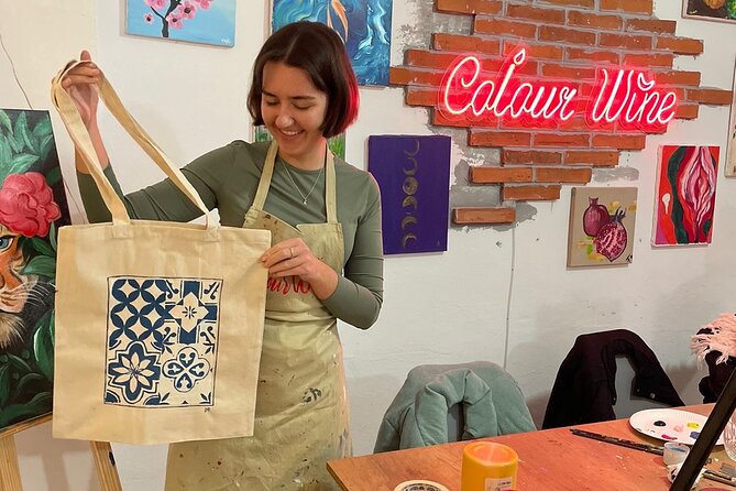 Painting on Tote Bags Workshop with Welcome Drink - The drink makes this more than a craft lesson
