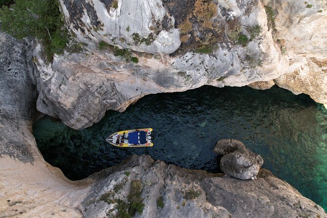 Vlore Private Boat Tour Blue Cave & Grama Bay Adventure - Bristani Bay combines swimming with Cold War history